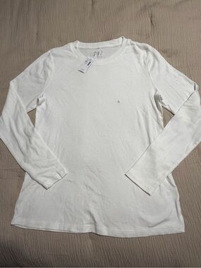 White Long-Sleeve Crewneck Shirt - Maurices